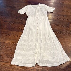 LoveShackFancy Ivory Lace Trim Top